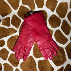 Vintage Hotfingers Japan Red Genuine Leather Long Winter Gloves